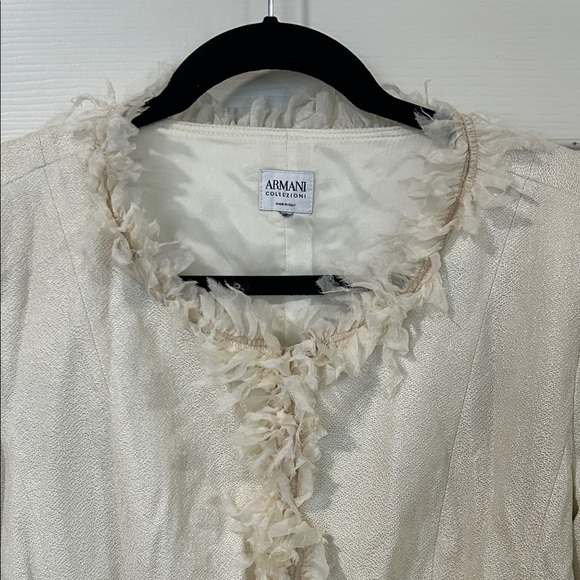 Armani Collezioni Ivory Textured Jacket with Fringe - Picture 4 of 5